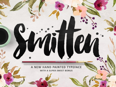 Smitten Script brush script font hand lettering ink script splatter type typeface typography watercolor