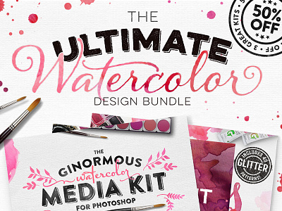 The Ultimate Watercolor Design Bundle branding design glitter graphics illustration logo paint vector watercolor