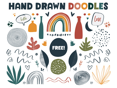 Free Hand Drawn Doodles abstract color doodles free freebie hand drawn handmade illustration rainbow sketches trendy trendy design vector illustration vectors