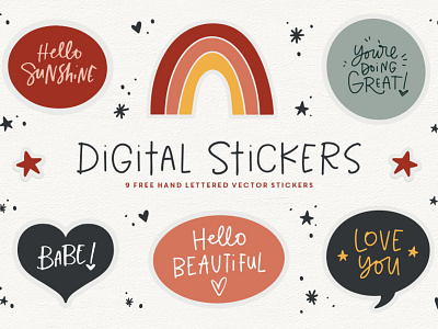 FREE Digital Stickers digital stickers free hand lettering handmade quotes sayings stickers trendy vectors