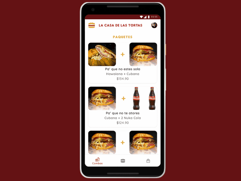 La Casa de las Tortas | App Concept android app appetizing clean delicius figma food icon light logo meal orange red sandwich toasty tortas ui white yellow