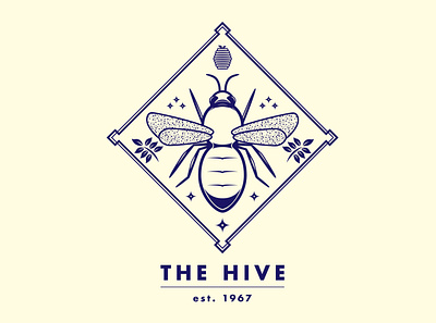 The Hive badge bee branding cafe cafe branding cafe logo coffee logo coffee shop design graphic design hive honey icon logo menu menu branding restaurant branding vector