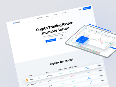 Mittent - Cryptocurrency Trading Platform centralized exchange clean clean design creative crypto cryptocurrency cryptocurrency exchange cryptocurrency trading figma landing page logo trading ui user interface web design