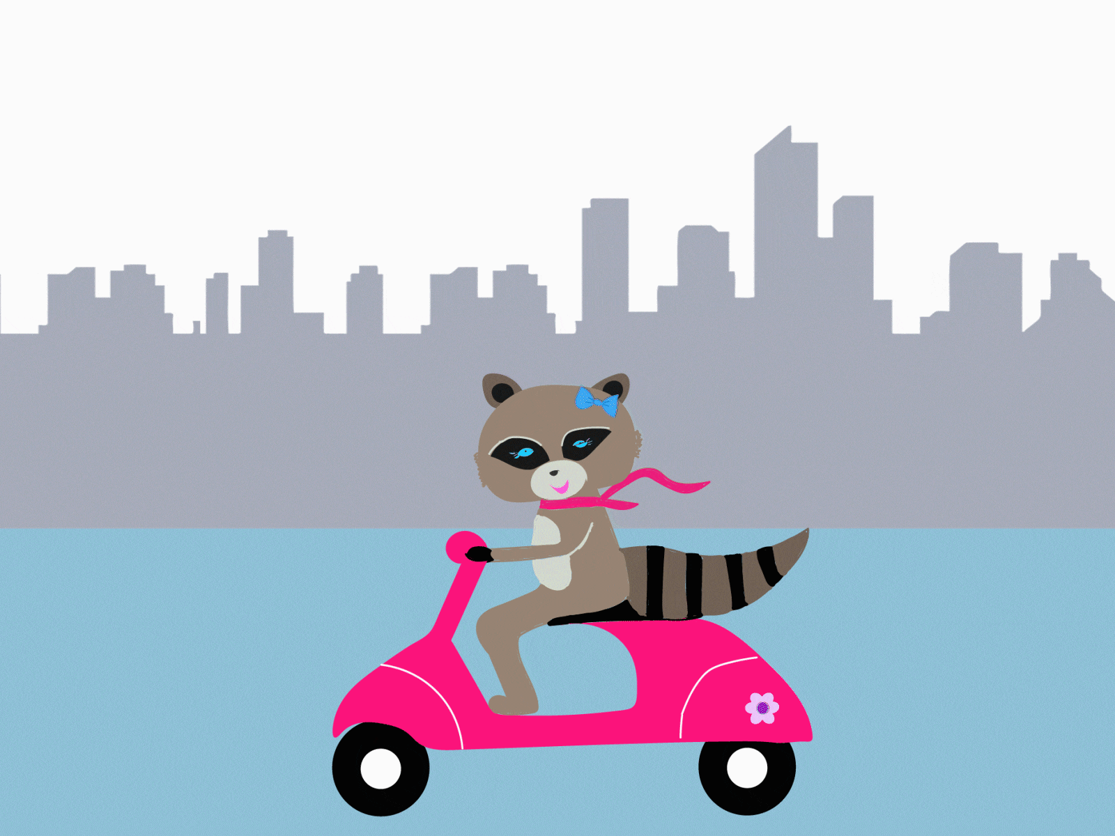 Raccoon in the City illustration motion design vector