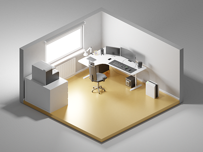 Home Office 3d blender diorama home office illustration isometric low poly lowpoly office