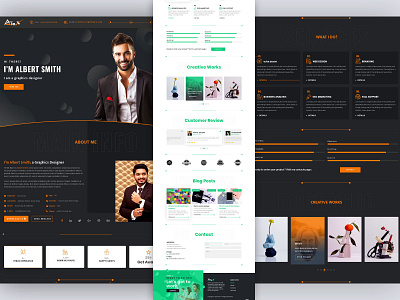 One-page personal portfolio template design icon illustrator photoshop ui ux web website