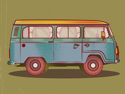 Volkswagen Van Textured Illustration