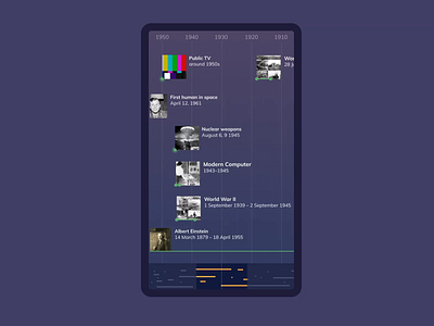 Mobile timeline concept animation concept design history mobile mobile ui product design timeline ui uiux ux