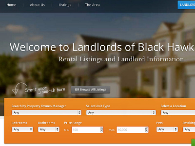 Landlords of Black Hawk blue landlords orange properties real estate search ui ux web design website