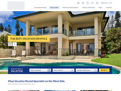 Vacation Rentals Header blue rentals ui ux vacation website yellow