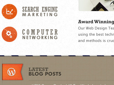 Latest Blog Posts brown design icons orange portfolio texture website