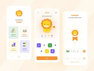 Kids Education Mobile Apps animal app card clean design clean ui cute illustration eduaction education app game illustration kids kids app kids education kids game kids illustration mobile app mobile ui ui ui design uiux