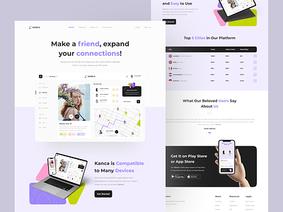 Kanca - Make a Friend Landing Page clean design dashboard design friends landing page mobile ui ui design uiux