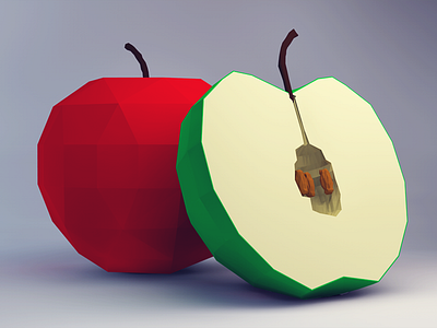 Forbidden Fruit 3d apple green lowpoly red vector