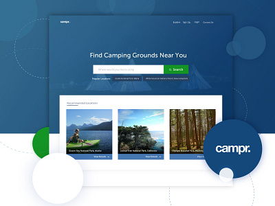 Campr. blue campr landing ui