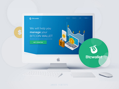BtcWallet app bitcoin cryptocurrency landing landing page ui design