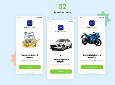 Car App - Splash Screens design mobile ui ux