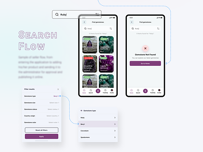 UX/UI Gemstone Mobile App - Search Flow design mobile ui ux