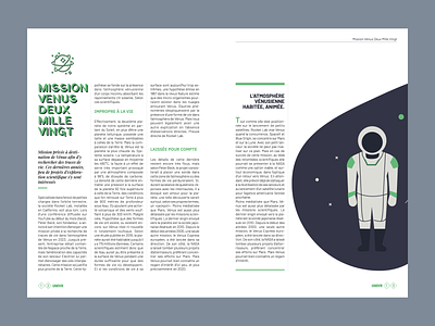 Mission to Venus - Double page layout adobexd color concept dailyui design edition graphic graphicdesign graphism indesign interface layout typography ui uidesign userexperience userinterface ux uxdesign webdesign