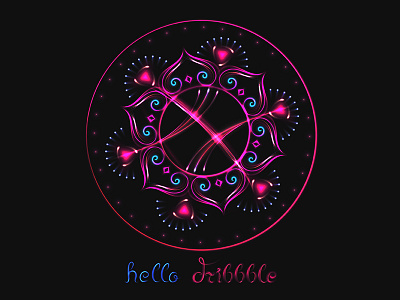 Dribbble mandala dribbble first shot illustrator invite mandala neon brushes