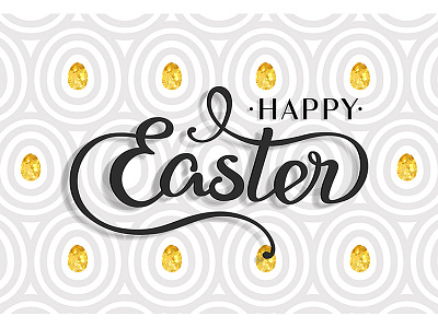 Happy Easter Lettering black eggs gold happy easter lettering seampless texture type white