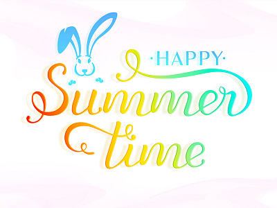 Summertime Multycolor bunny color red yellow blue font grunge happy summertime lettering type