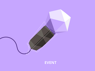 Low poly illustration - microphone 2d design flat illustration isometric design low poly low poly art microphone polygonal ui design violet web design white