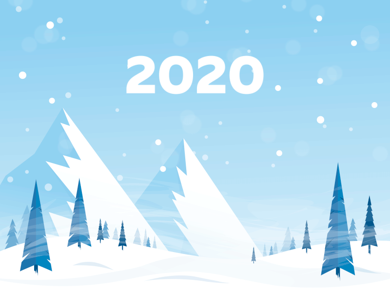 Winter illustration with dribbble snow logo 2020 after effects animation animation art branding design dribbble flat gif illustration logo new year snow snow logo tree vector white winter
