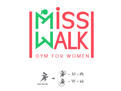 Miss Walk Gym brand gym identity logo