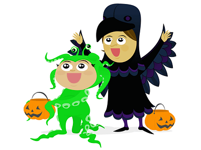 Drawlloween: Alien & Raven alien costume drawlloween halloween illustration pumpkin raven