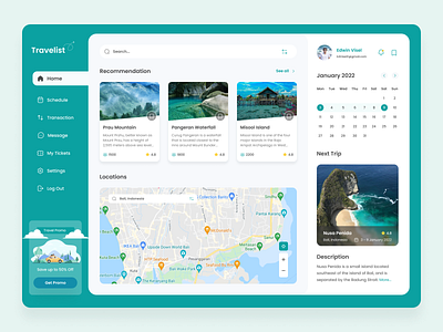 Travelist - Travel Dashboard app design typography ui ux