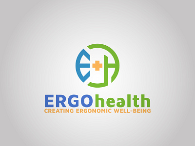 Ergonomic and Letter EH with plus sign Vector logo design templa