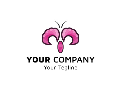 A butter fly image with pink gradient color, idea of logo design