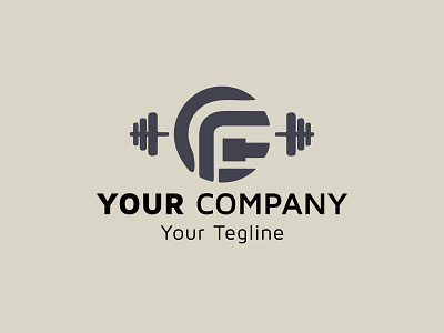 Alphabet GF image, dumbbell icon with letter GF, company vector