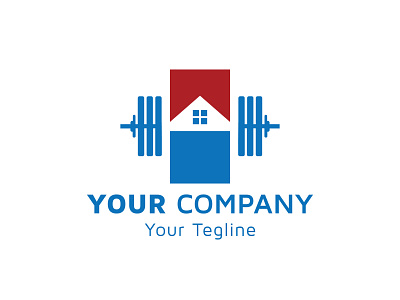 Real estate image, physical fitness with dumbbell icon, company app branding cleaning company design icon illustration logo typography vector website