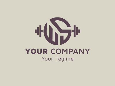 Physical fitness image, Dumbbell icon with alphabet WS, Physical app branding cleaning company design icon illustration logo typography vector website