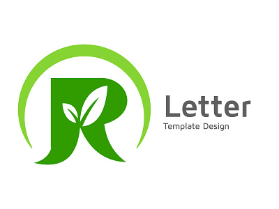 Alphabet R image, leaf inside R template design abstract company concept icon illustration initial modern sign symbol vector