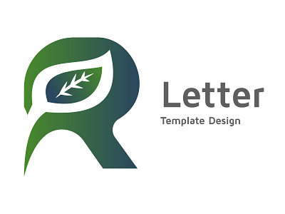 Alphabet R template design, leaf icon with gradient color