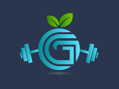 Physical fitness leaf design, letter GG icon advertising