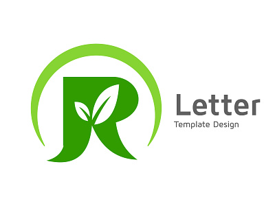 Alphabet R image, leaf inside R template design advertising