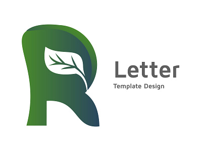 Alphabet R image, leaf icon design template