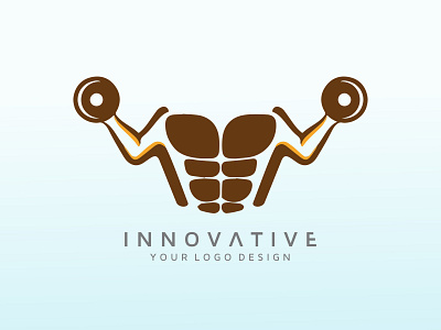 Body builder logo, fitness template design, Graphic designer advertising