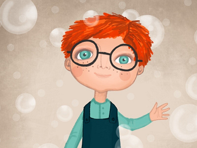 Bubbles boy bubbles character child digital drawing illustration illustration for children procreate