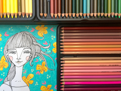 Totally in love with Prismacolor ♥ coloured pencils drawing flowers girl illustration prismacolor