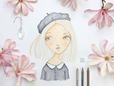 Magnolia colored pencil drawing flower girl magnolia pencil