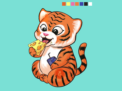 Tiger cheese animals animals illustrated cheese cute illustration illustration kidart photoshop tiger