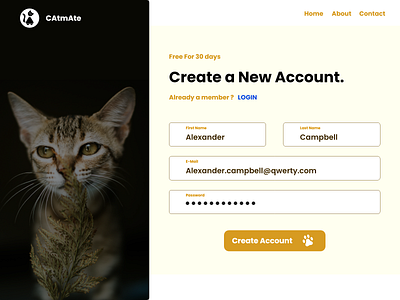 Pet's App - Login Page basic design flat ui web website