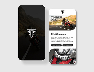 Triumph Mobile App UI Design adobephotoshop adobexd appdesign bikeapp branding dailyui motorbike motorcycle motorcycleapp triumph triumph motorcycle ui ux uiux uiux design uiuxdesign uiuxdesigner userinterfacedesign