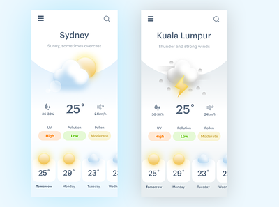 Weather app - 3D illustration app design icon illustration ui ux