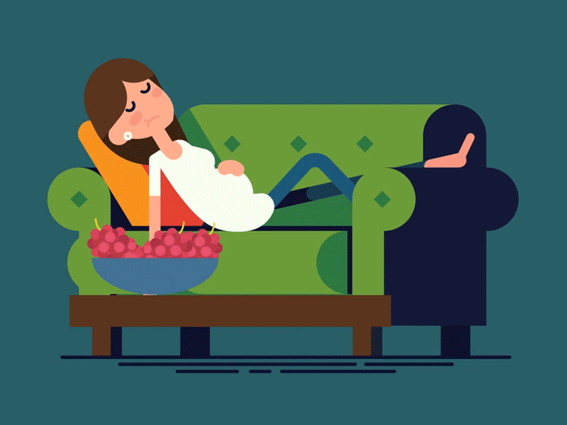 Eating grapes 2d animation eating flat grapes illustration pregnant